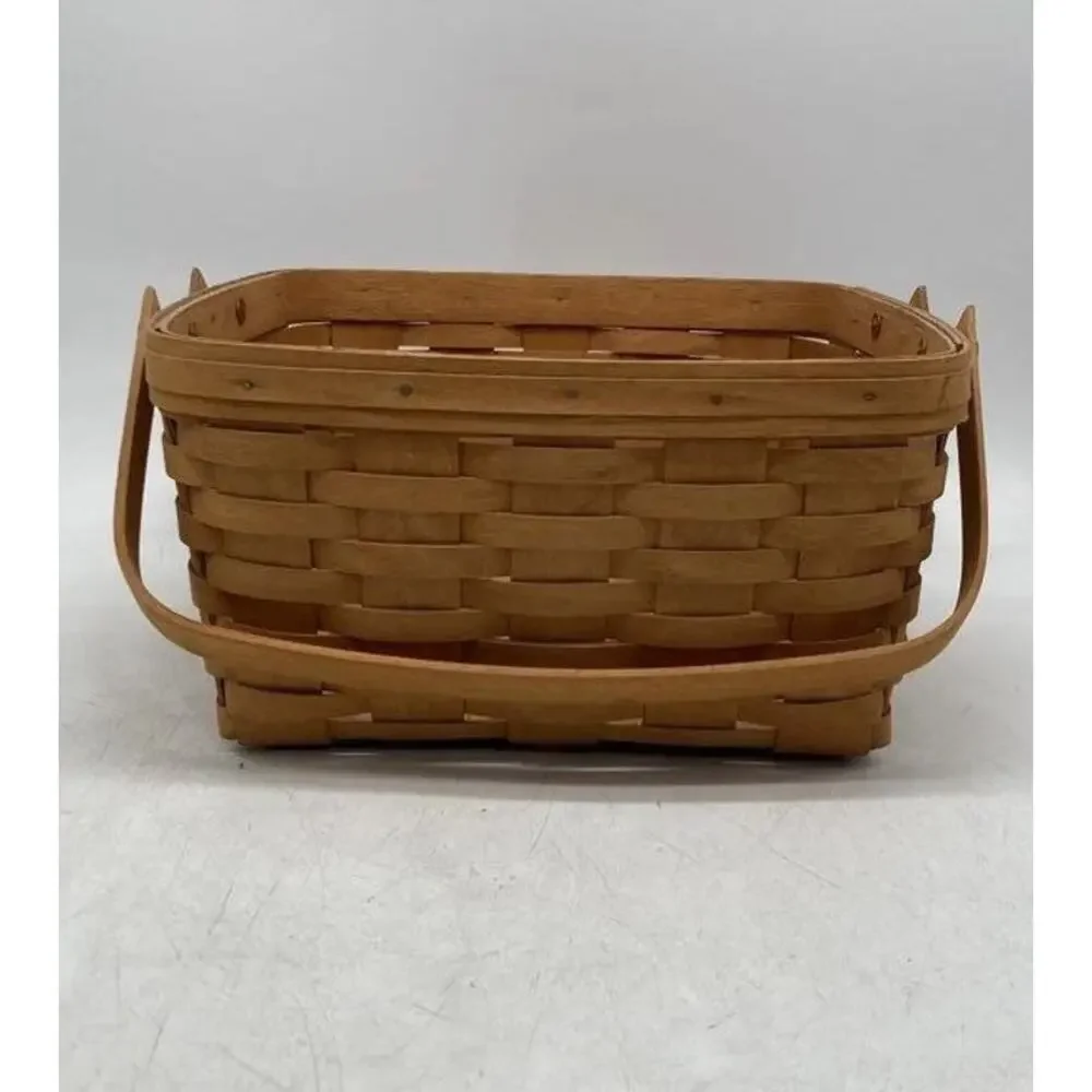 Vintage Longaberger SQUARE PICNIC BASKET Brown Handwoven JK 1994 Dresden Ohio